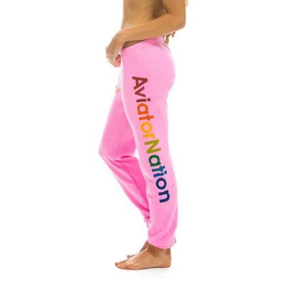 Pink Aviator Nation Logo Sweatpants 